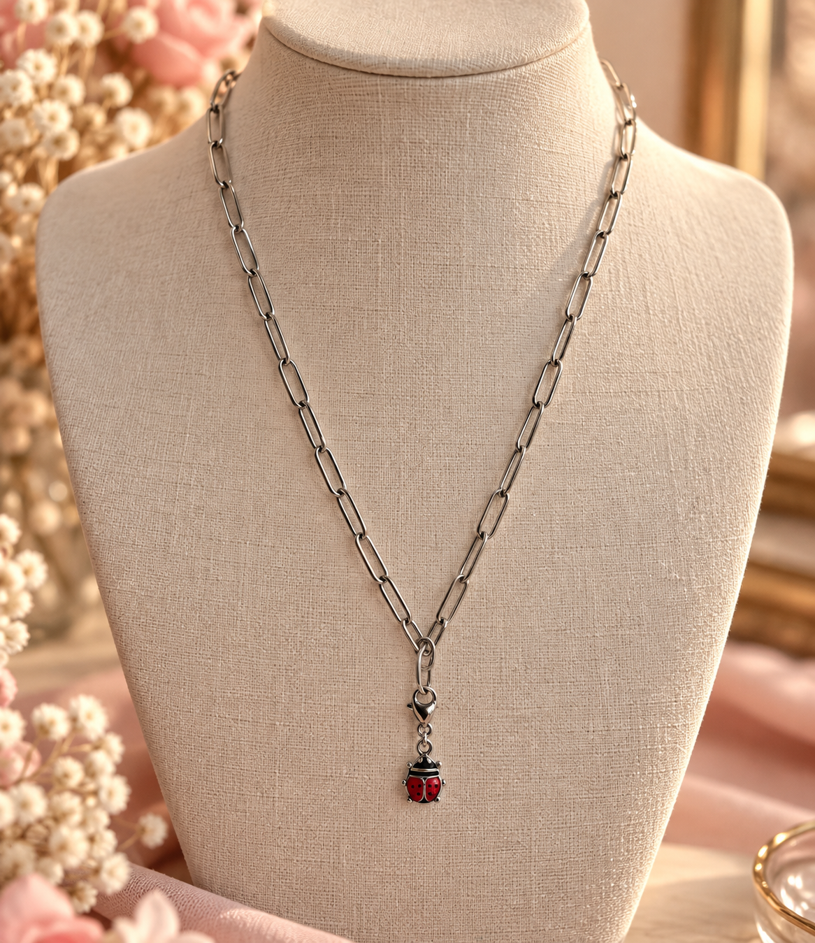 🐞 Collana con coccinella in acciaio inox ✨